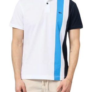 Harmont & Blaine - Polo uomo in cotone bianco con righe verticali - L