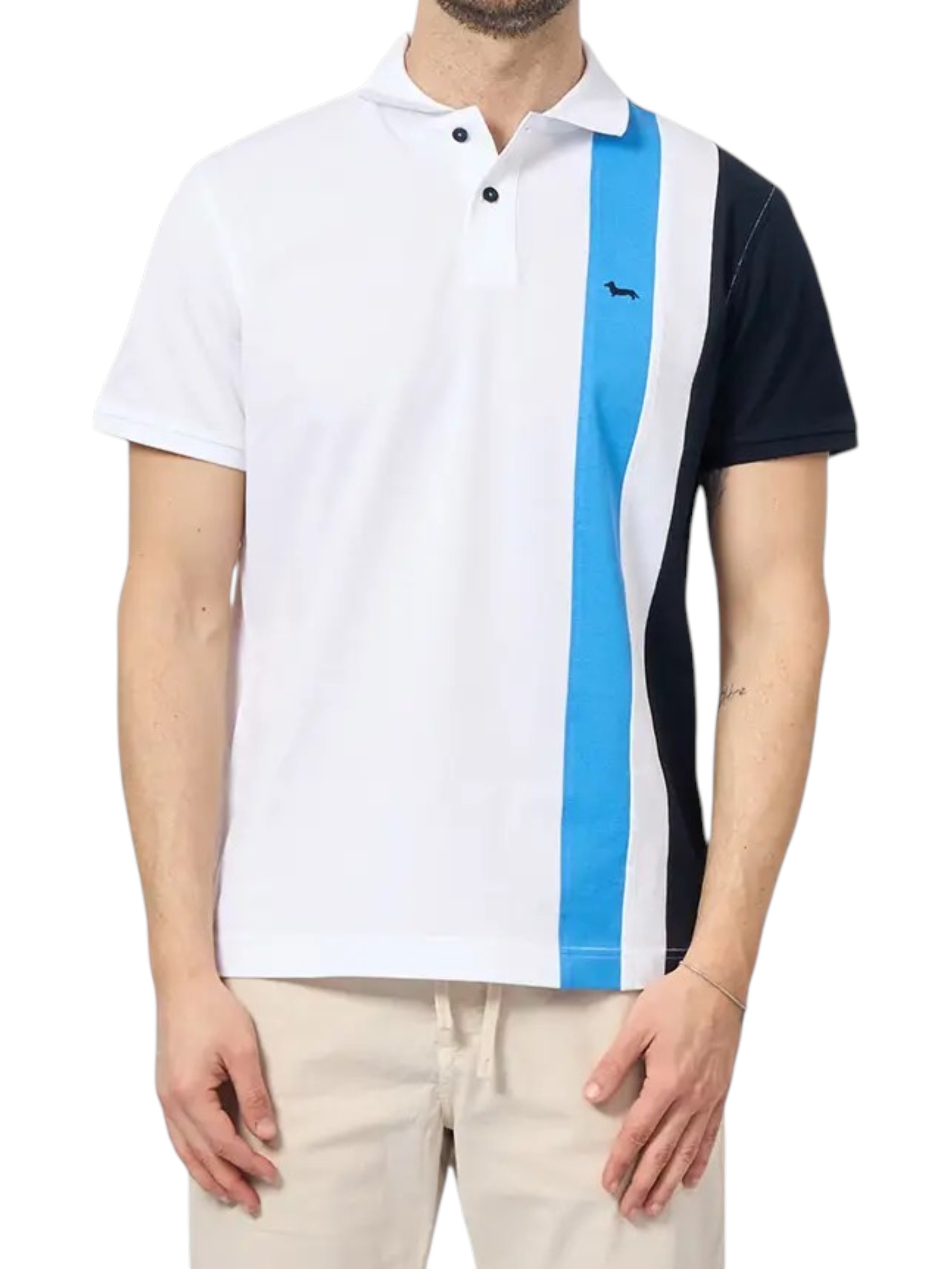 Harmont & Blaine - Polo uomo in cotone bianco con righe verticali - L