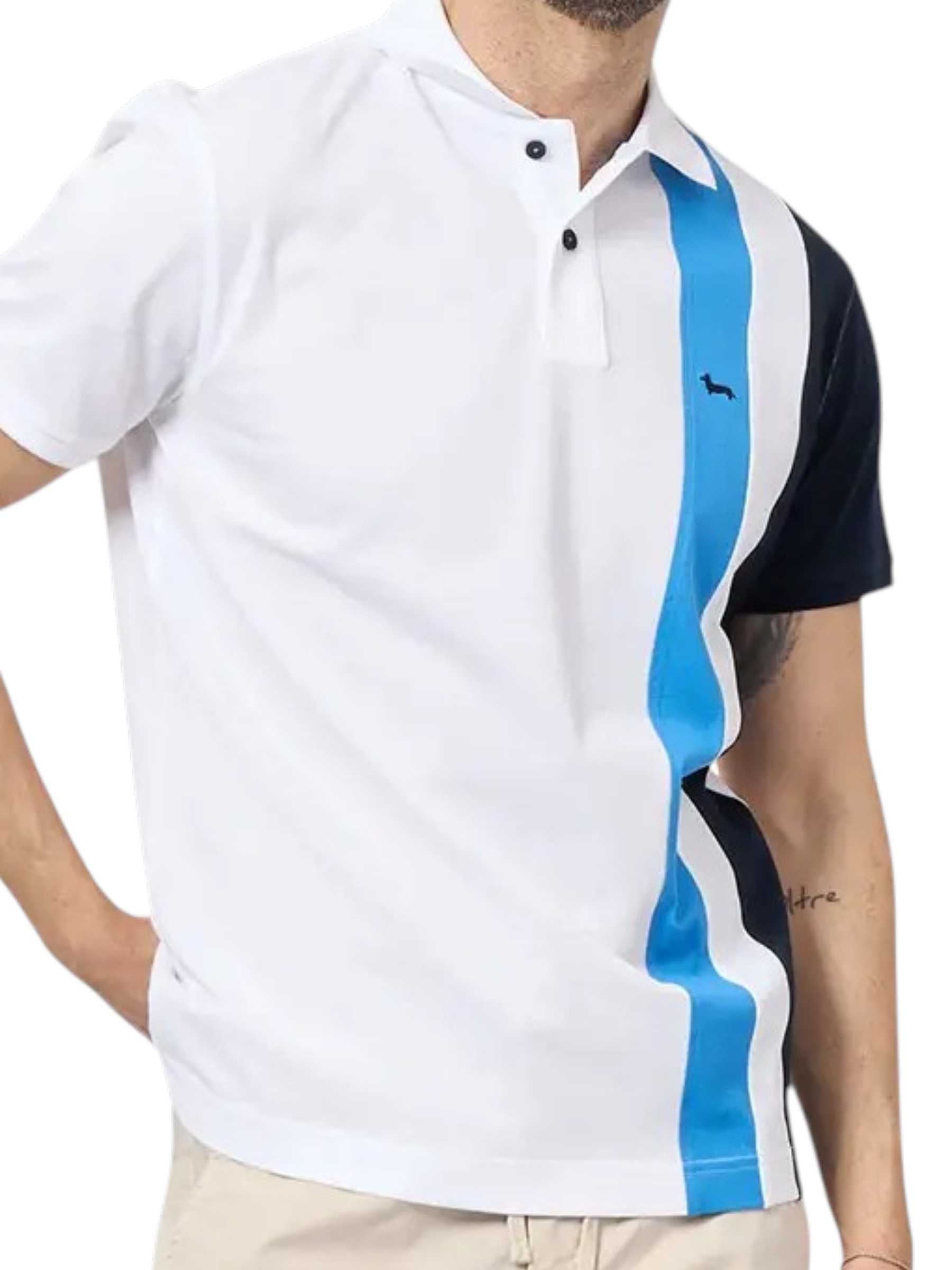 Harmont & Blaine - Polo uomo in cotone bianco con righe verticali - L - immagine 3