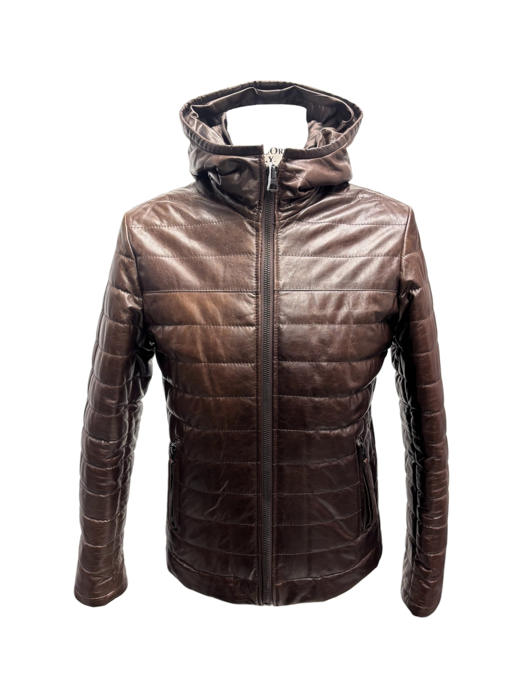 Raphael - Giubbotto in pelle testa di moro con cappuccio - 48