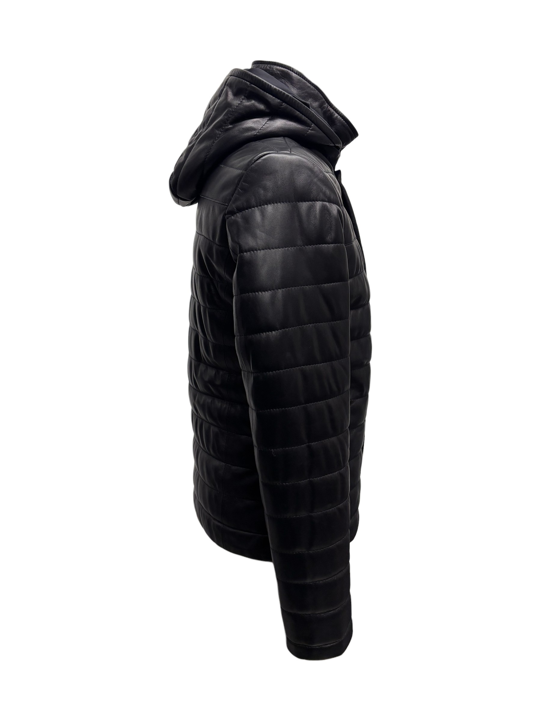 Raphael - Giubbotto in pelle nera con cappuccio removibile - 48 - immagine 2