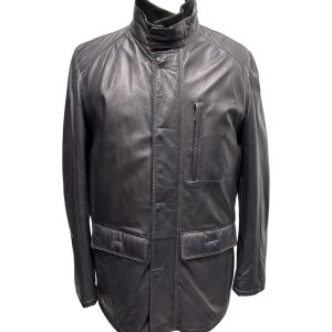 Bugatti - Giaccone in pelle blu uomo - 48