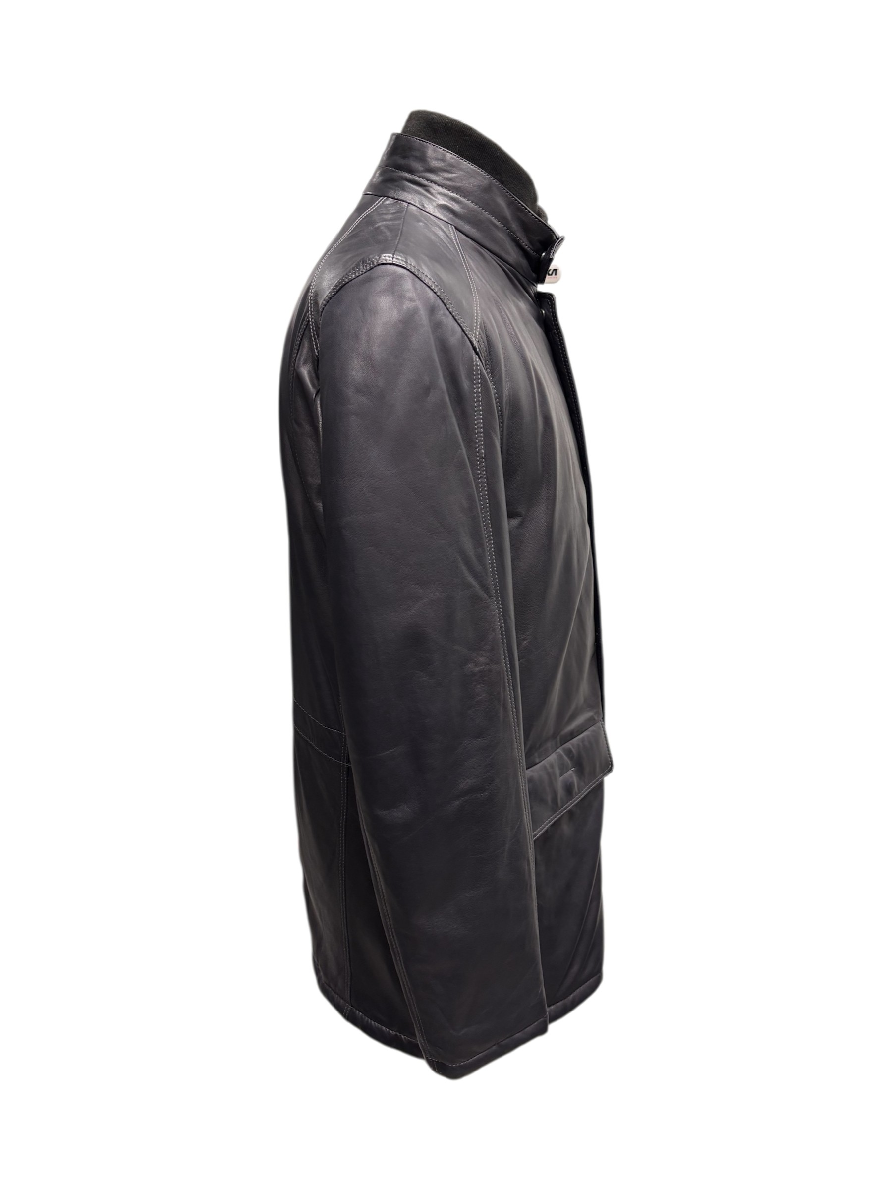 Bugatti - Giaccone in pelle blu uomo - 48 - immagine 2