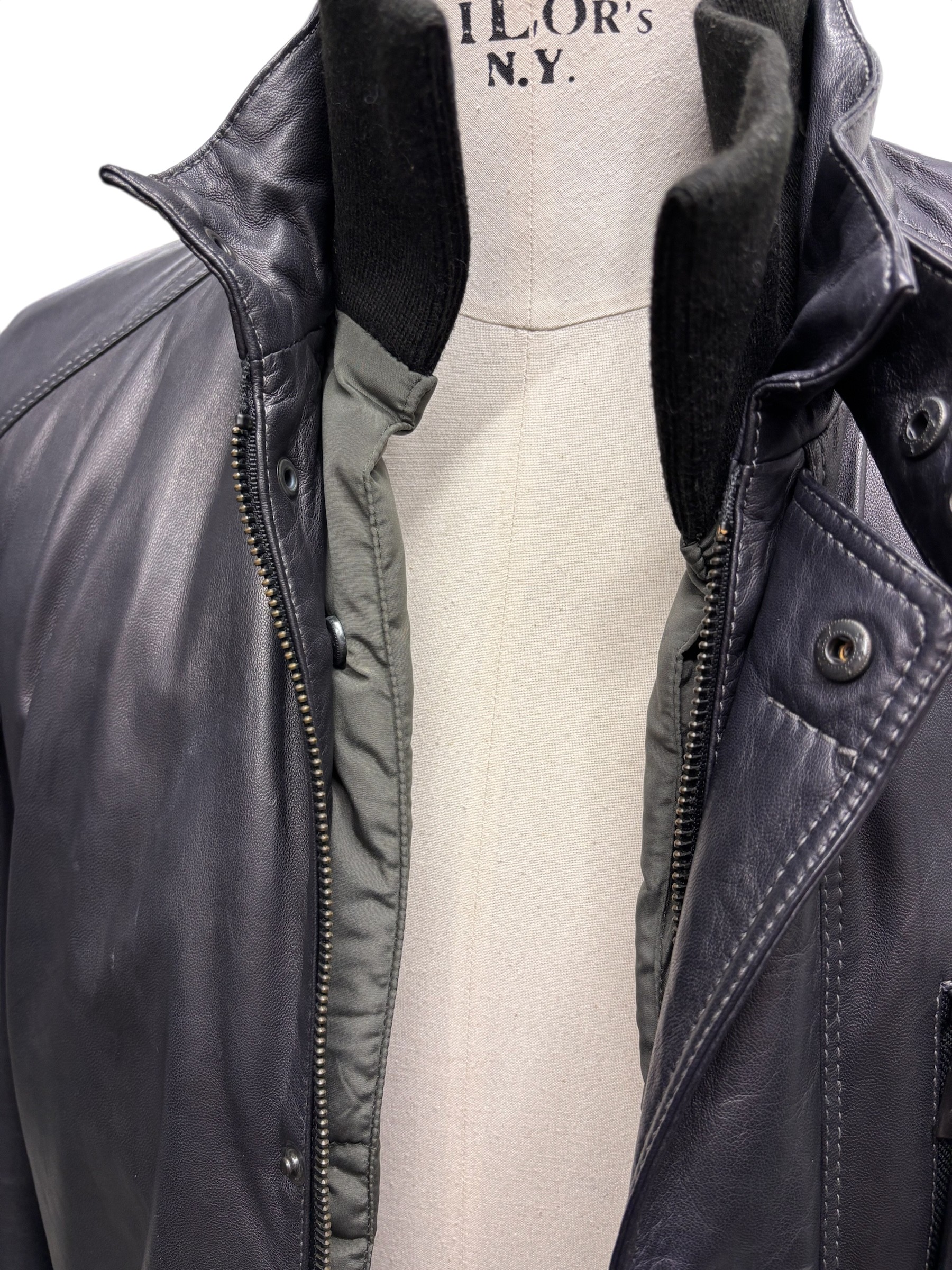 Bugatti - Giaccone in pelle blu uomo - 48 - immagine 4