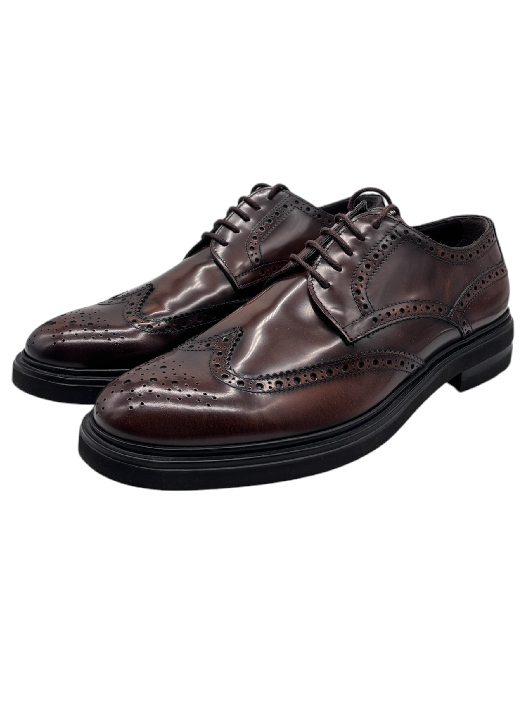 Franco Fedele - Scarpe derby uomo in pelle tamponata marrone - 42