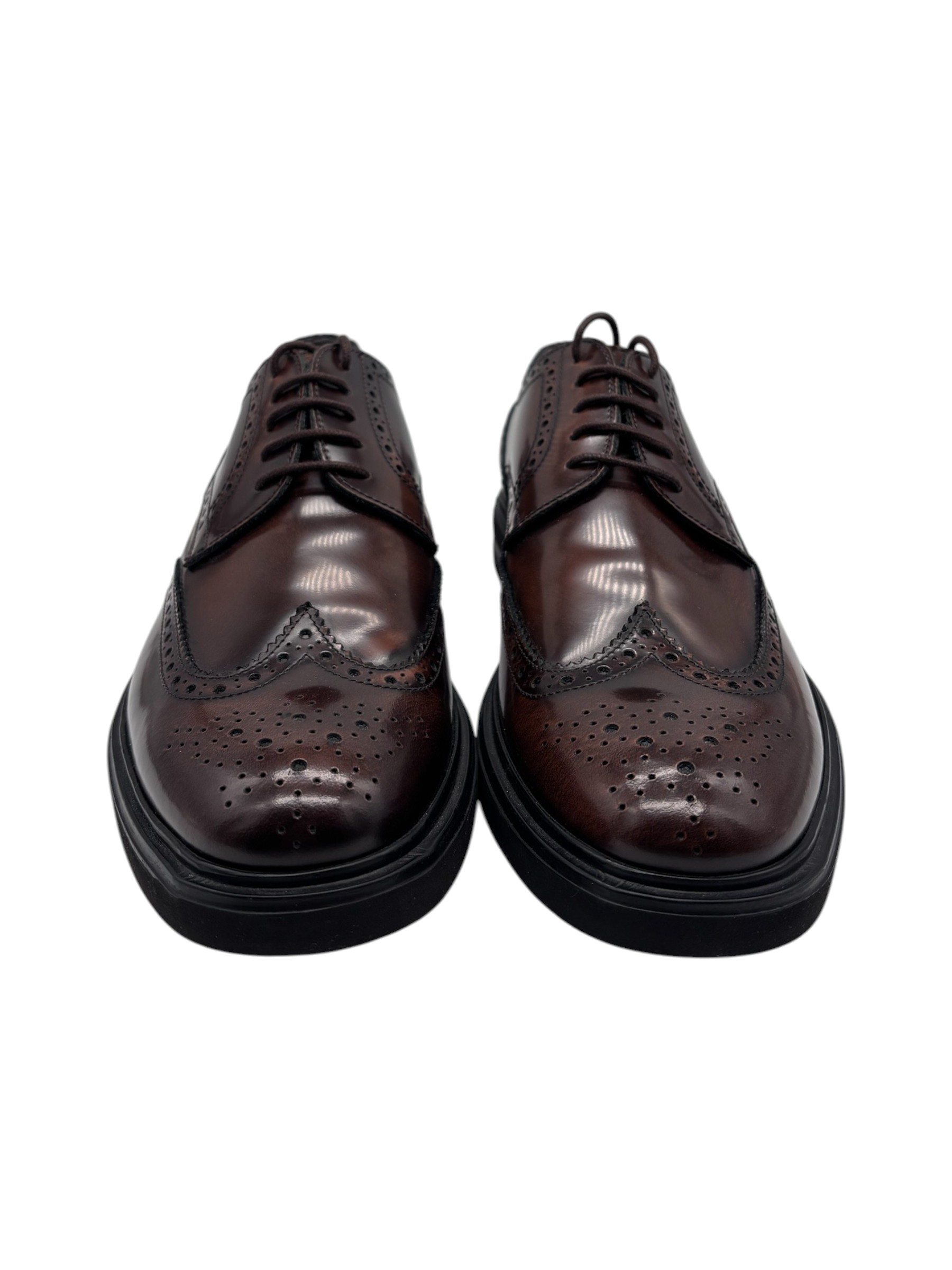 Franco Fedele - Scarpe derby uomo in pelle tamponata marrone - 42 - immagine 2