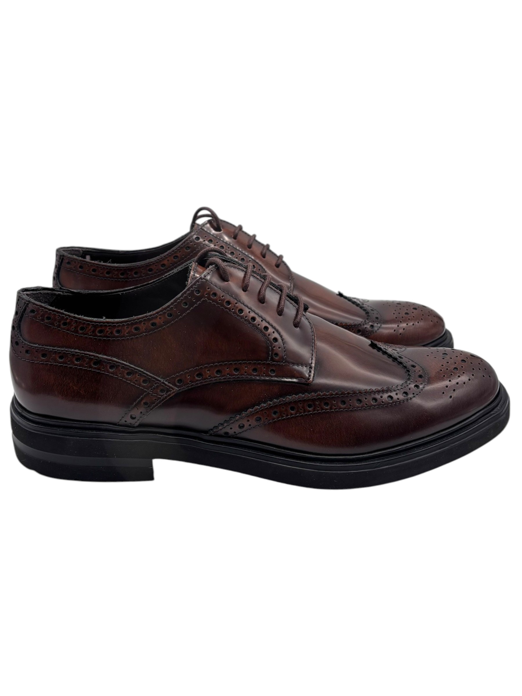Franco Fedele - Scarpe derby uomo in pelle tamponata marrone - 42 - immagine 3