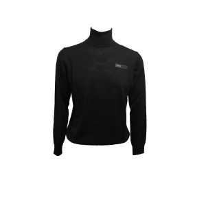 Plein Sport - M - Maglia a dolcevita in lana merino nero uomo