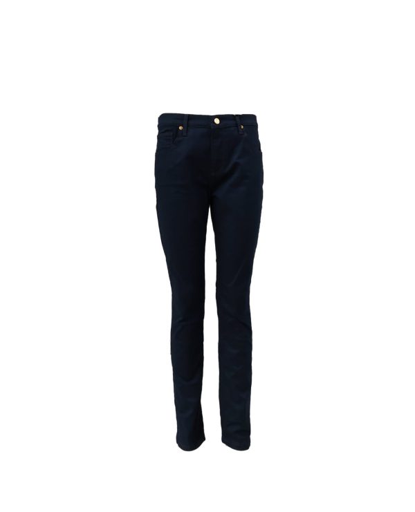 Roberto Cavalli - Jeans donna dritto estivo in cotone elasticizzato blu scuro