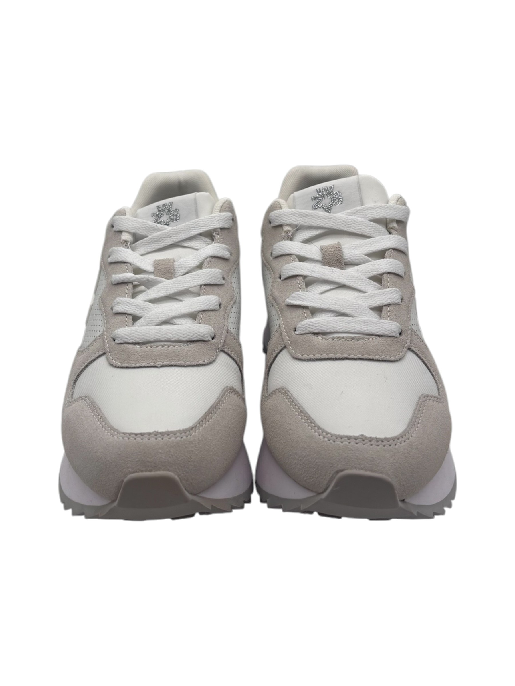 W6YZ - Sneakers donna platform in suede e tessuto traforato beige - immagine 2