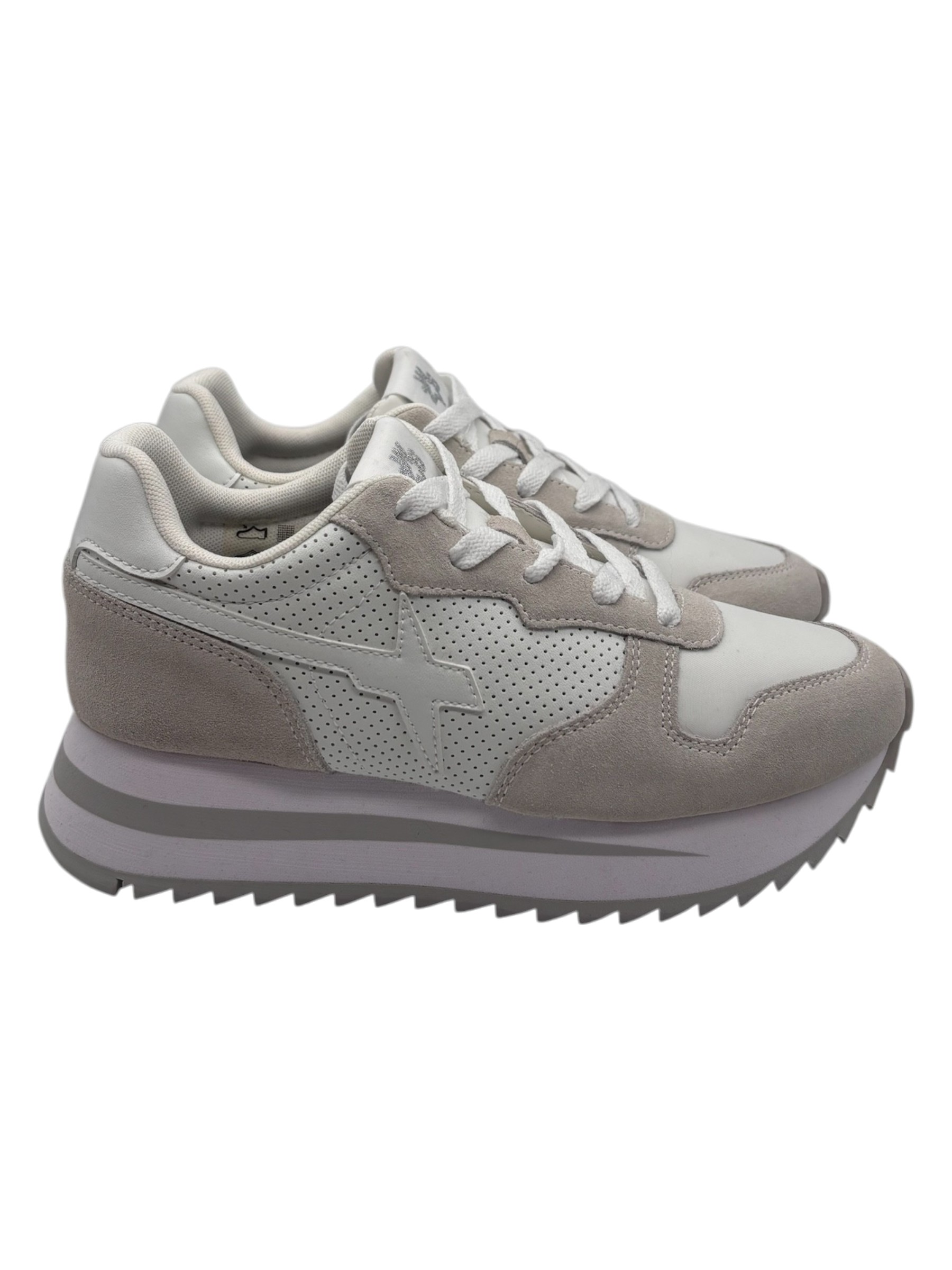 W6YZ - Sneakers donna platform in suede e tessuto traforato beige - immagine 3