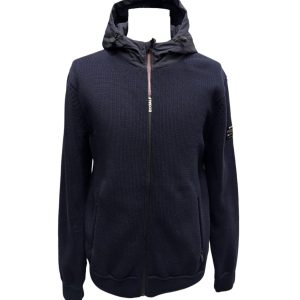 Ecoalf - Felpa blu lavorata a maglia uomo - L