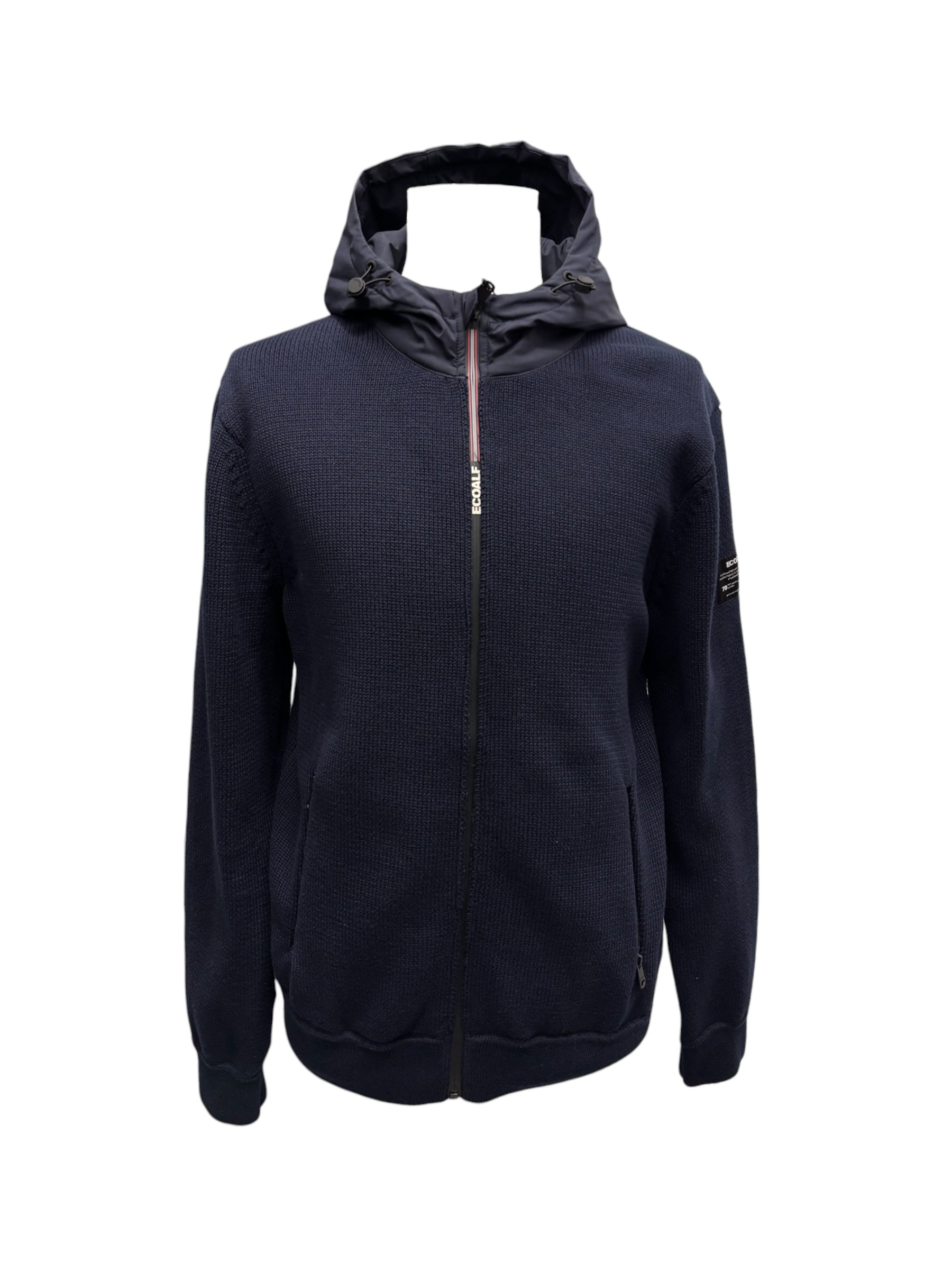 Ecoalf - Felpa blu lavorata a maglia uomo - L