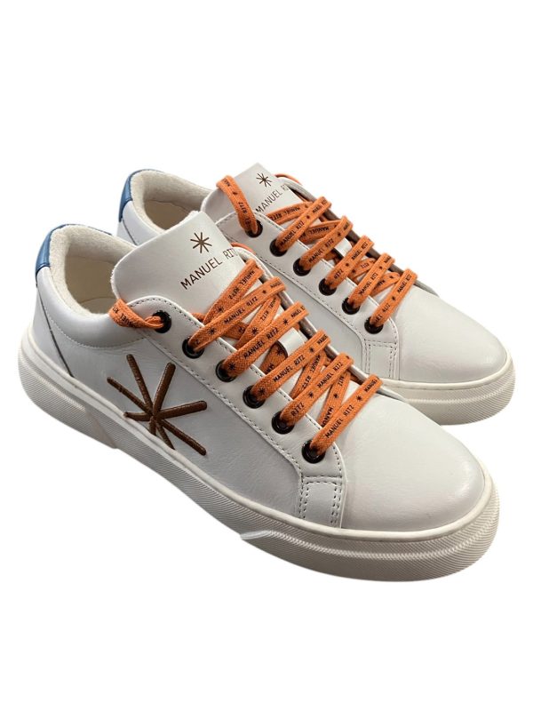 Manuel Ritz - Sneakers in pelle bianco con logo ricamato uomo - immagine 2