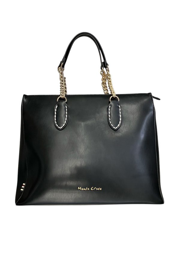 Manila Grace - Borsa donna a spalla B246 in pelle vegana nero