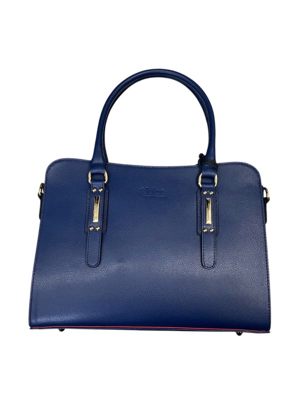 Juice - Borsa a spalla in pelle rigida martellata blu