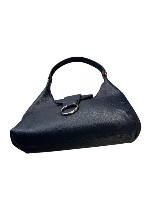 Juice - Borsa a spalla in pelle martellata blu - immagine 3