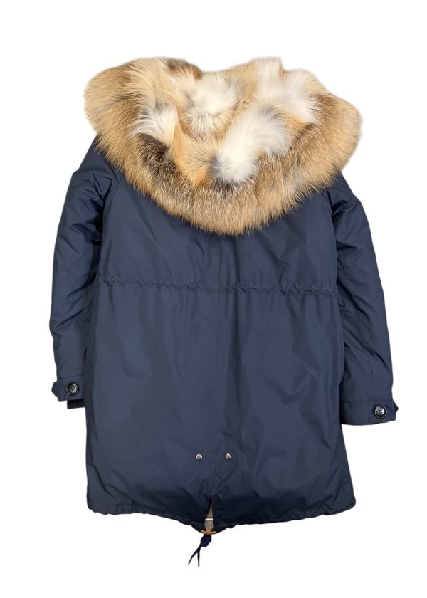 Paphael - Parka in cotone blu e interni in pelliccia di volpe - immagine 2