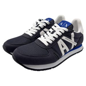 Armani Exchange – Sneakers uomo in misto di materiali blu navy - 40