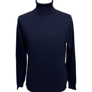 Malo - Maglione a dolcevita in cashmere blu scuro - L
