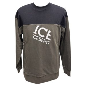 Iceberg - Felpa verde militare e nera girocollo uomo