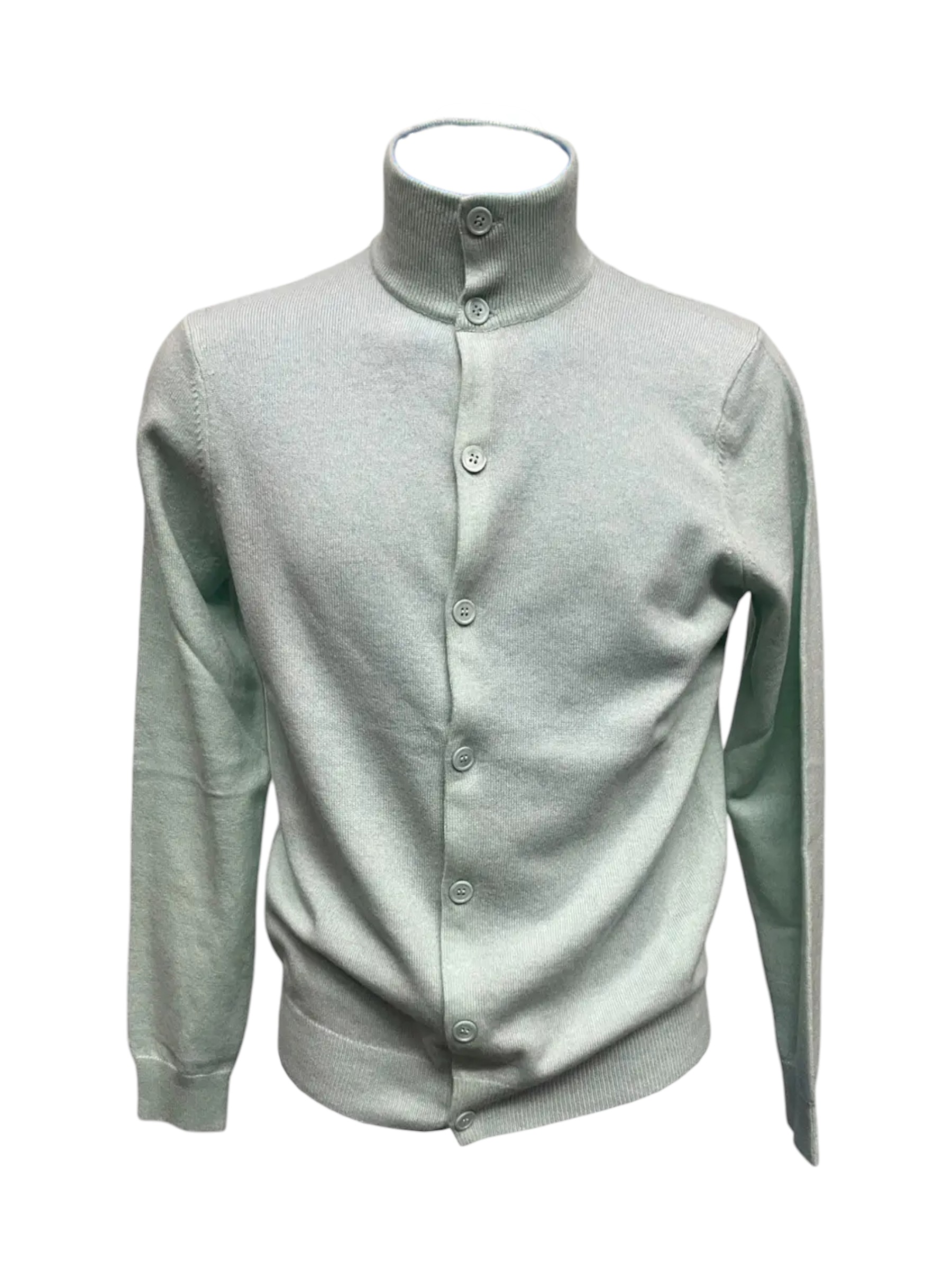 Malo - Cardigan a lupetto con bottoni in lana e cashmere acquamarina - L