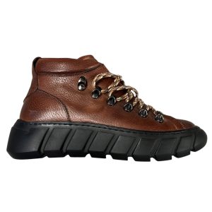 Brecos - EU/37 - Stivaletti in pelle marrone con suola rialzata