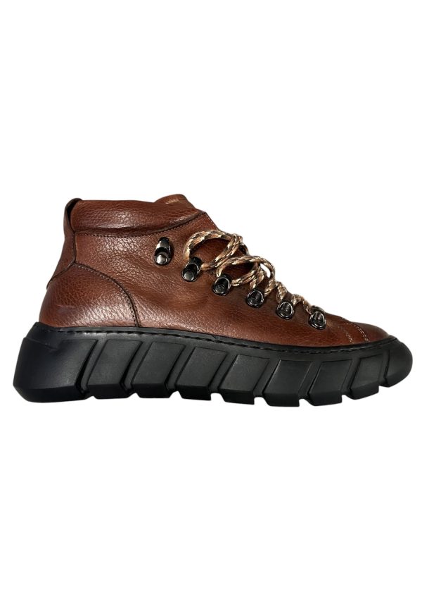 Brecos - EU/37 - Stivaletti in pelle marrone con suola rialzata