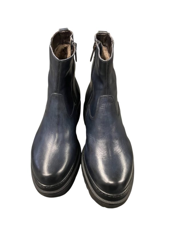 Brecos - EU/37 - Stivaletti donna in pelle blu con interni in shearling - immagine 2