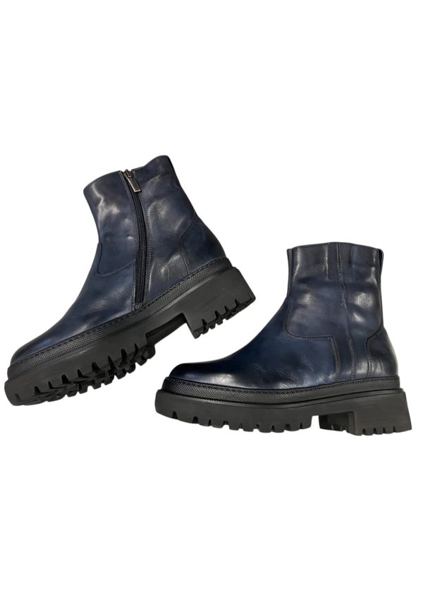 Brecos - EU/37 - Stivaletti donna in pelle blu con interni in shearling - immagine 3