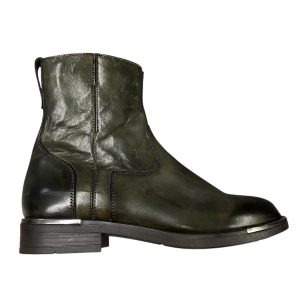 Brecos - EU/37 - Stivaletti donna in pelle verde con interni in shearling