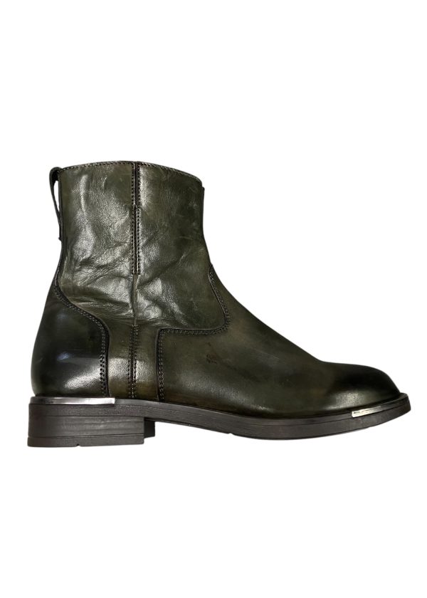 Brecos - EU/37 - Stivaletti donna in pelle verde con interni in shearling