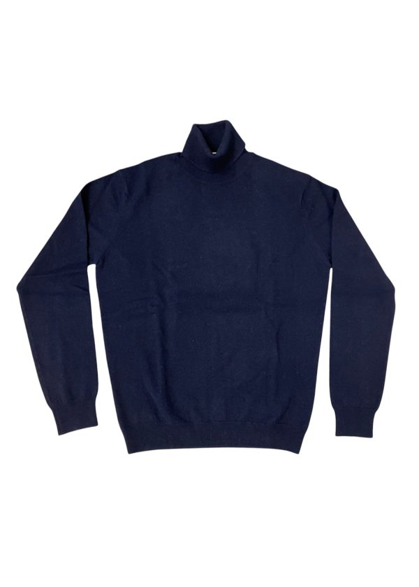 Malo - Maglione a dolcevita in cashmere blu scuro uomo
