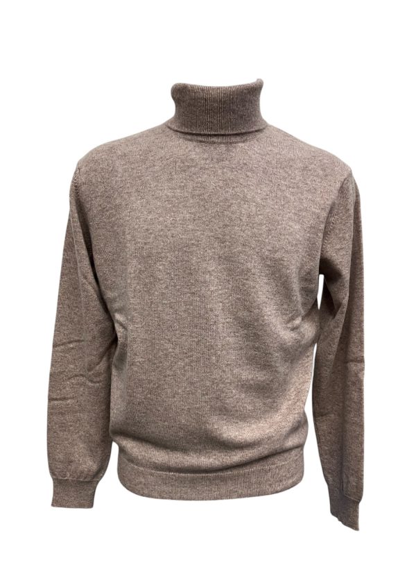 Malo - Maglione a dolcevita in cashmere beige écru uomo