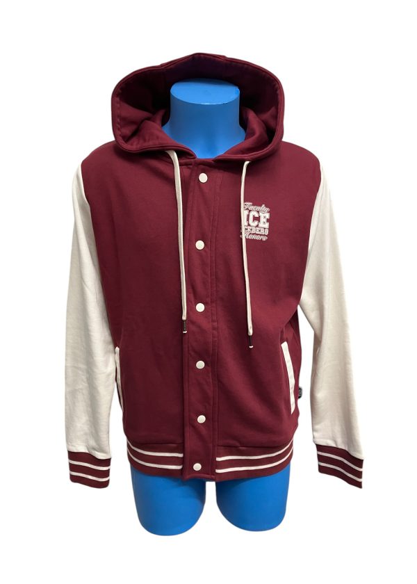 Iceberg - Felpa con cappuccio in cotone bordeaux bianco uomo