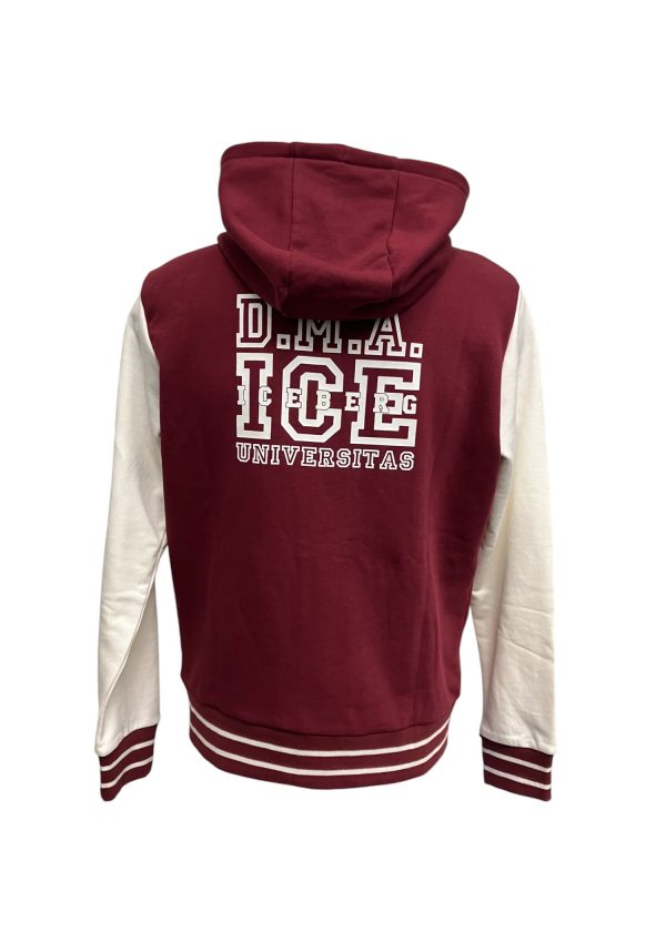 Iceberg - Felpa con cappuccio in cotone bordeaux bianco uomo - immagine 2
