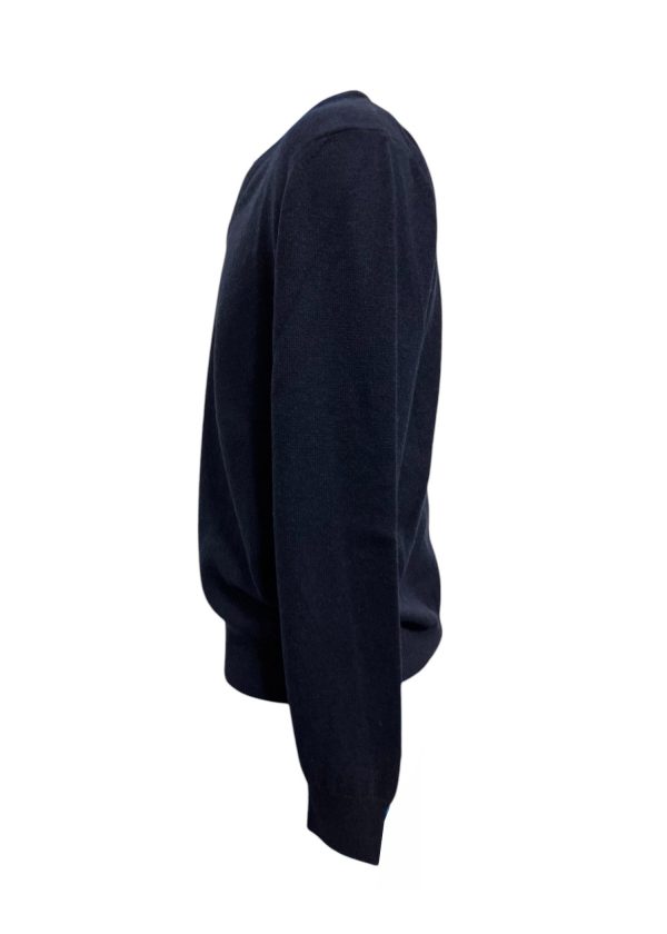 Malo - M - Maglione con scollo a V in cashmere blu scuro uomo - immagine 3