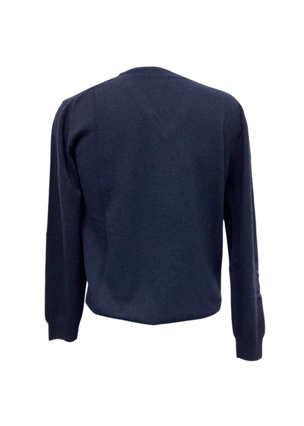 Malo - M - Maglione con scollo a V in cashmere blu scuro uomo - immagine 2