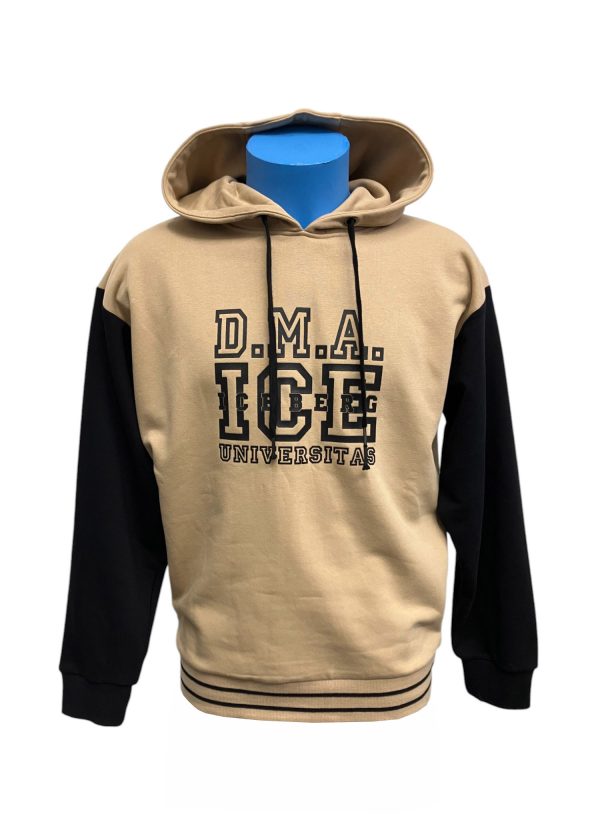Iceberg - Felpa con cappuccio uomo nero e écru con stampa
