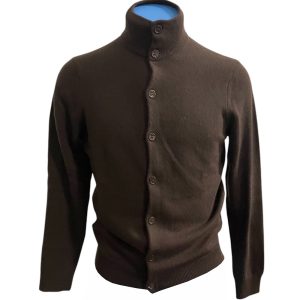 Zenobi - Cardigan a lupetto con bottoni in lana e cashmere marrone scuro