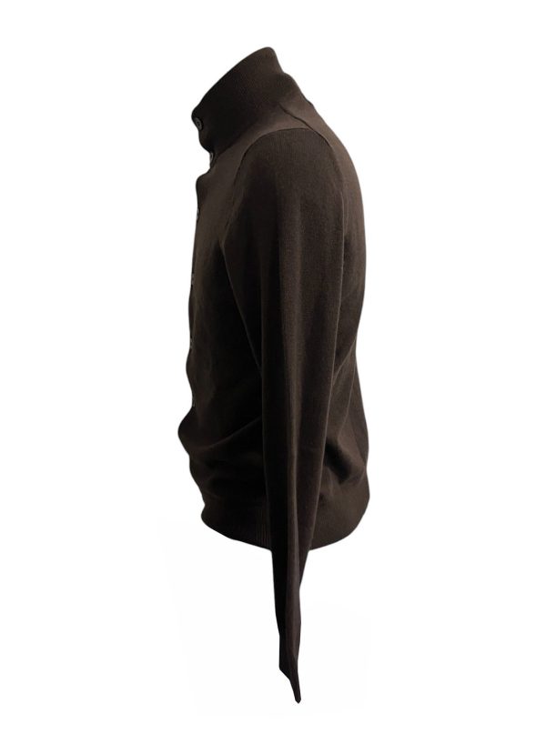 Zenobi - Cardigan a lupetto con bottoni in lana e cashmere marrone scuro - immagine 2