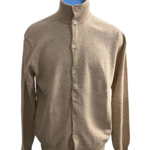 Zenobi - Cardigan a lupetto con bottoni in lana e cashmere beige