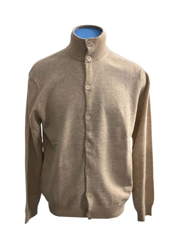 Zenobi - Cardigan a lupetto con bottoni in lana e cashmere beige