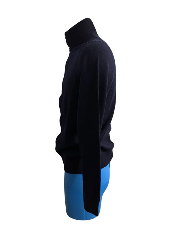 Zenobi - Cardigan a lupetto con bottoni in lana e cashmere blu scuro - immagine 3