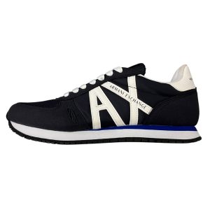 Armani Exchange - Sneaker basso in misto di materiali blu navy
