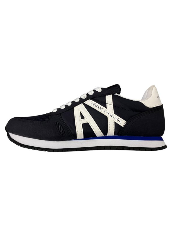 Armani Exchange - Sneaker basso in misto di materiali blu navy