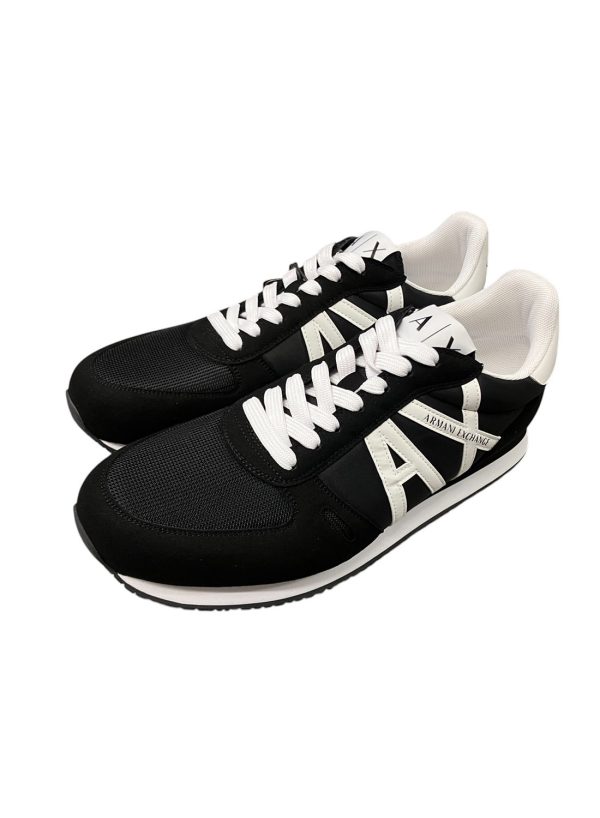 Armani Exchange - Sneaker basso in misto di materiali nero - immagine 2