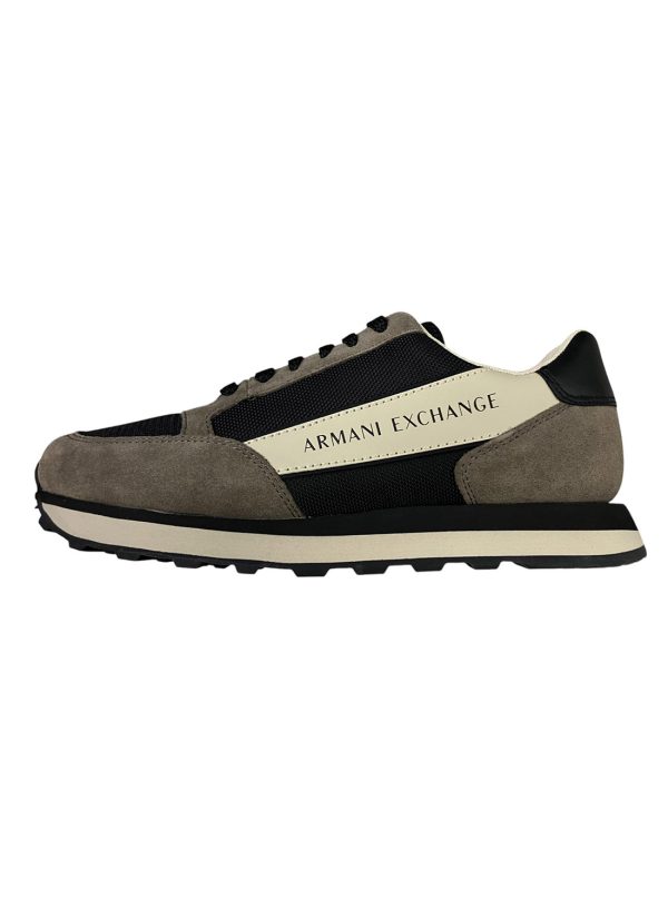 Armani Exchange - Sneakers in misto di materiali nero taupe