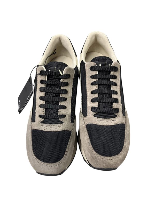 Armani Exchange - Sneakers in misto di materiali nero taupe - immagine 3