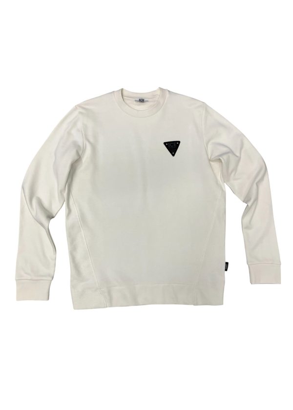 Iceberg - Felpa in cotone colore panna logo delicato uomo